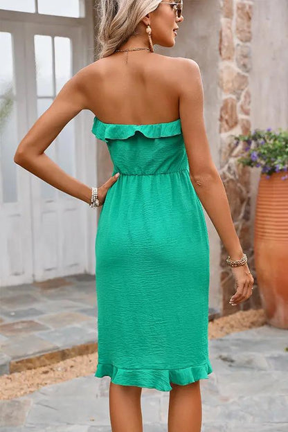 Simple Strapless Gathered Dress