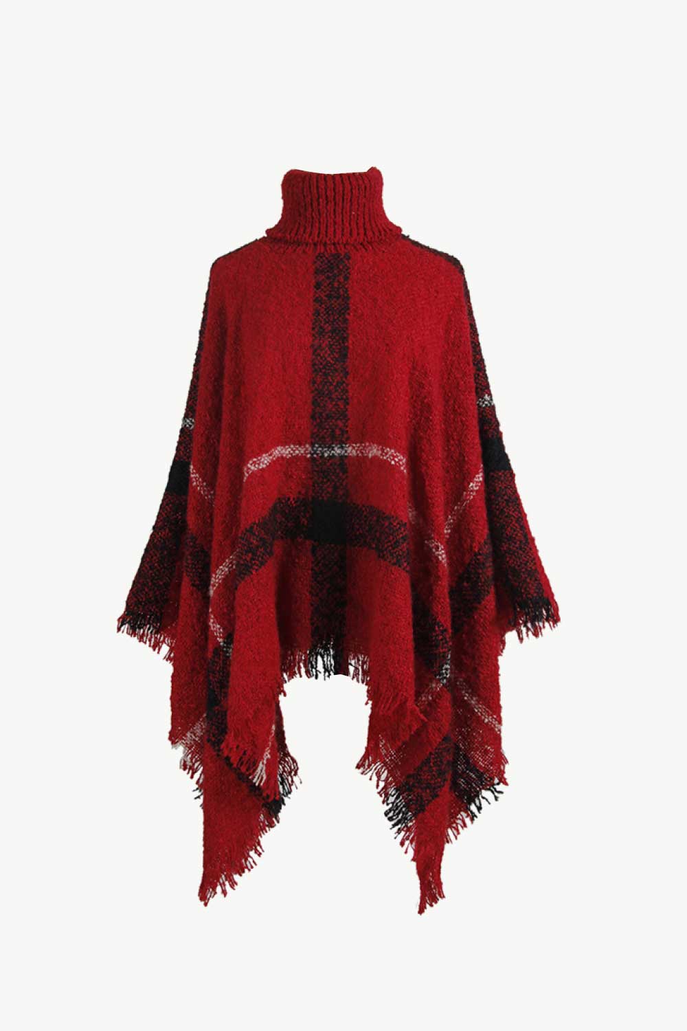 Fashionable Fringe Open Front Poncho Coat