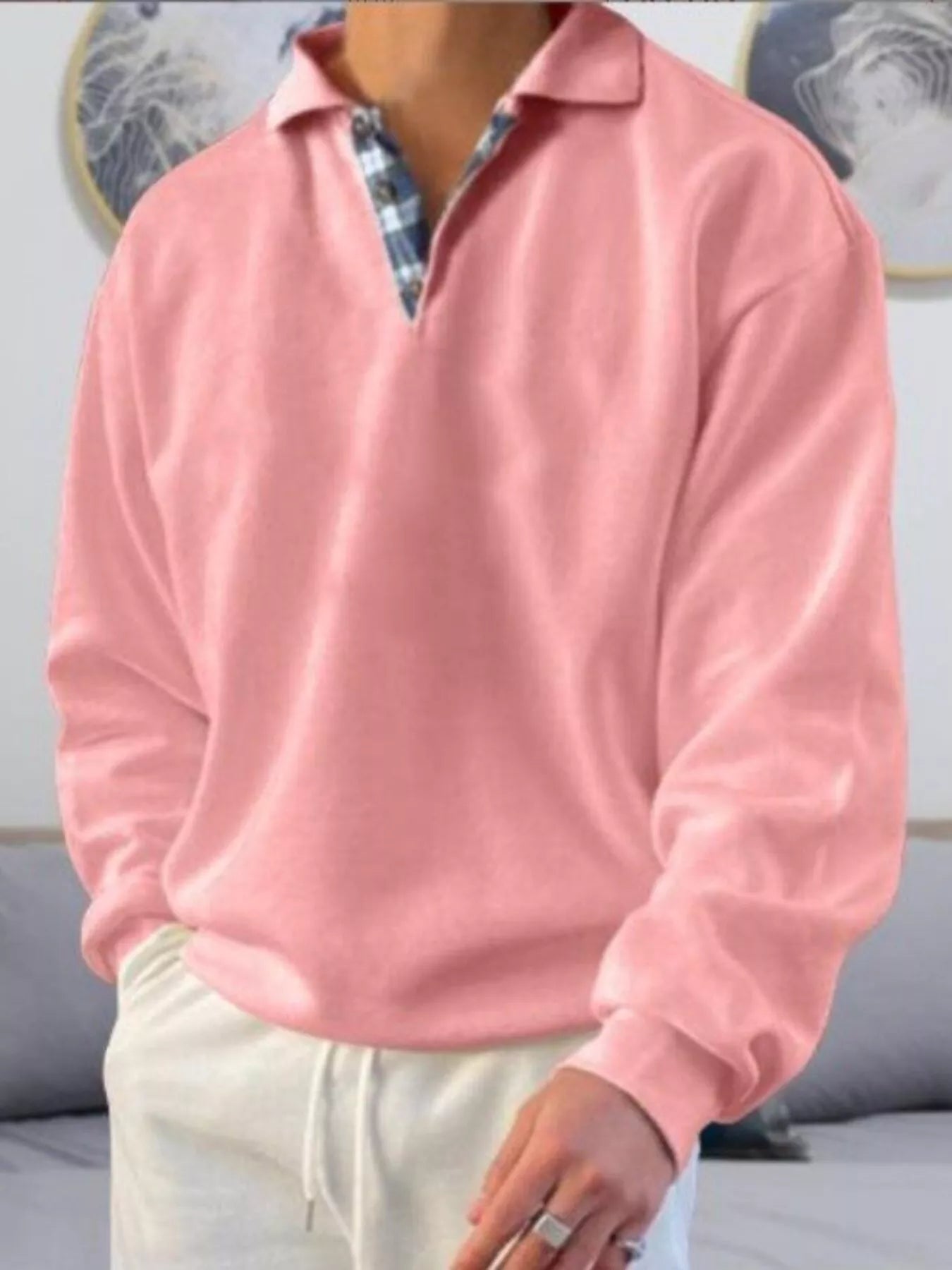 Large Mens Traditional Long Sleeve Polo Shirt