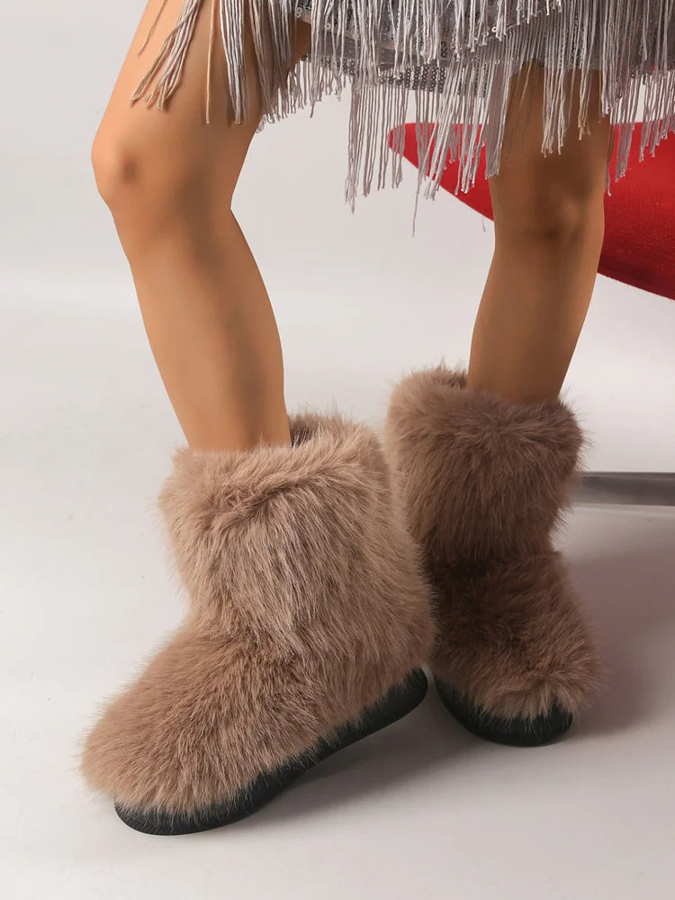 Warm Faux Fur Ankle Boots for Women