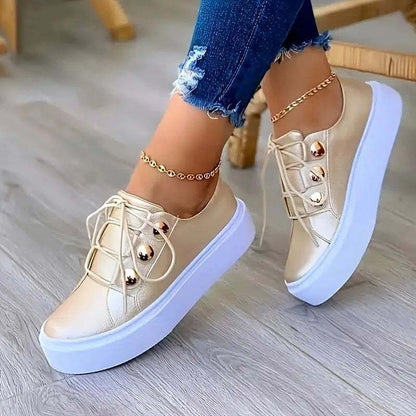 Platform Orthopedic Women Shoes Arch Support Breathable Comfortable Round Toe Box Lace Up Anti-Slip Fashion Shoes