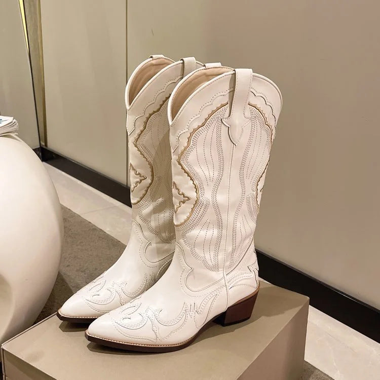 Rugged Embroidered Western Cowboy Boots