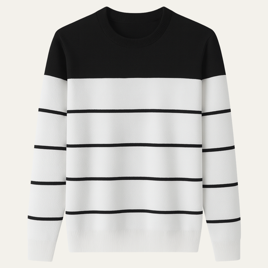 Classic Striped Crew Neck Sweater For Men - OutfitLondon