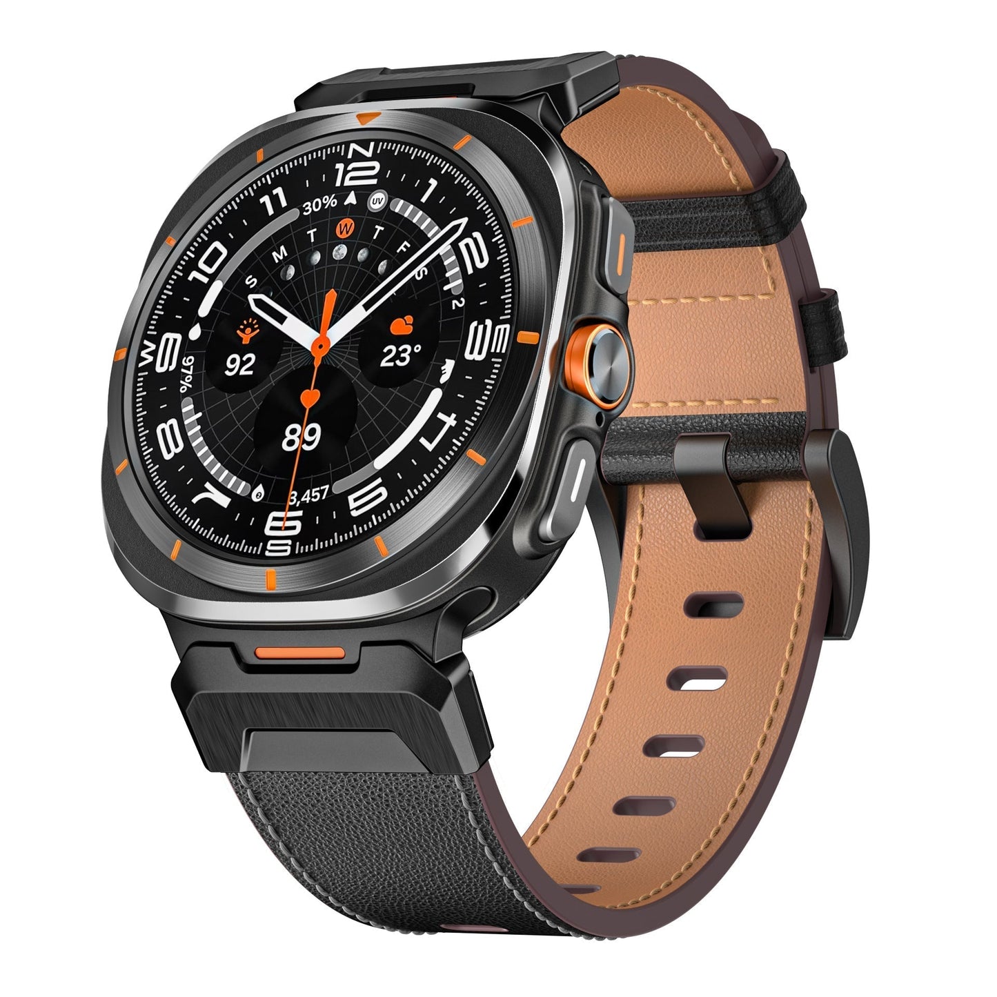 Tough Genuine Leather Mens Watch Strap 7 Inch