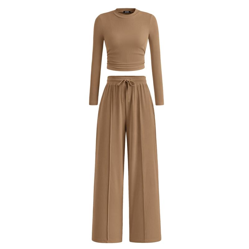Soft Knit Long Sleeve Crop Top and Legging Set