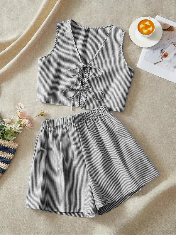 Women's Stylish Tank Top and Shorts Outfit Set