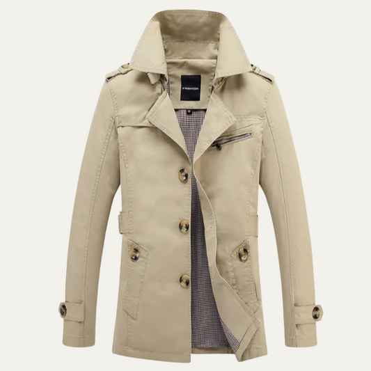 Timeless Mens Double Breasted Long Coat - OutfitLondon