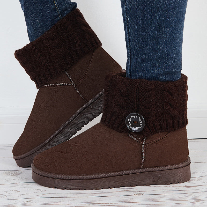Faux Fur Lined Warm Snow Booties Winter Slip on Ankle Boots