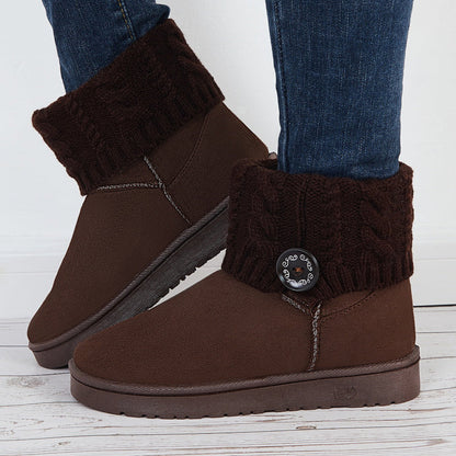 Faux Fur Lined Warm Snow Booties Winter Slip on Ankle Boots