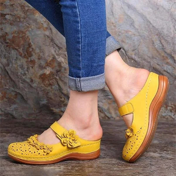 Comfy Floral Slip-On Wedge Sandal