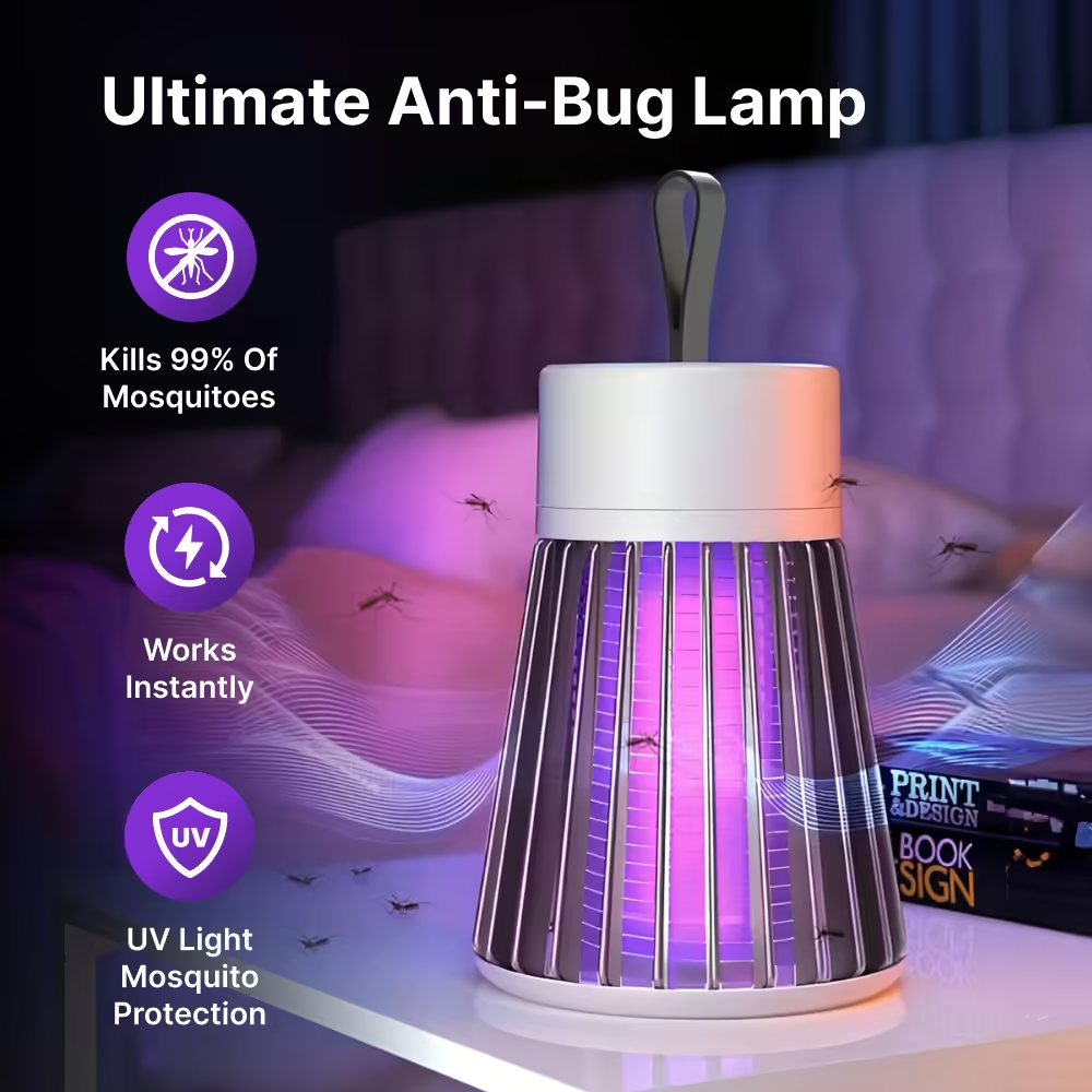 Mosquito Zapper Lamp for Indoor & Outdoor Use - Rechargeable, No Chemicals, Safe Mosquito Trap