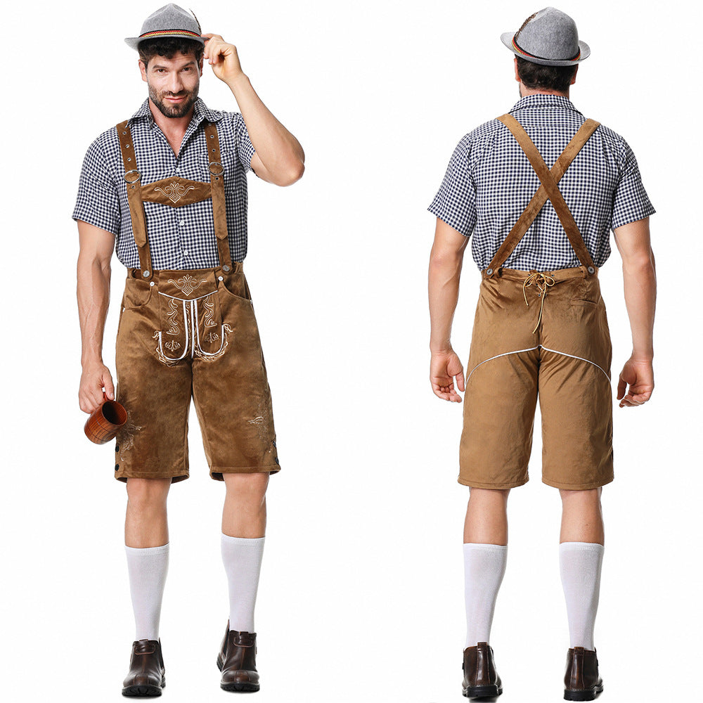 Men's Classic Leather Strap Traditional Costume Pants