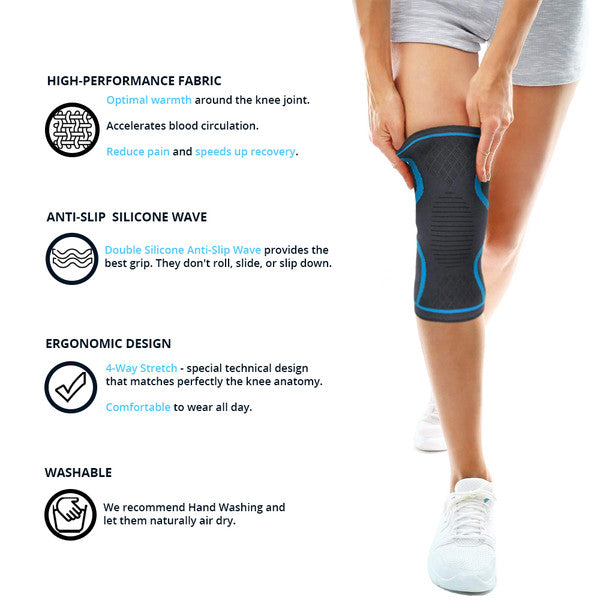 Knee Sleeve (1 Pair) - Knee Brace for Knee Pain