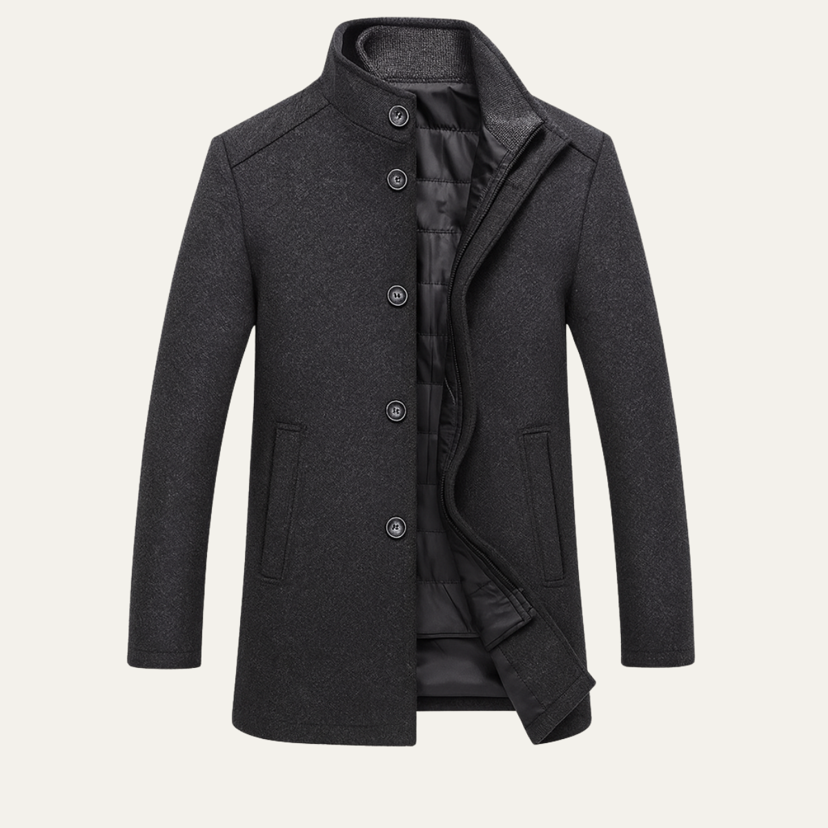 Thermal Mens Wool Coat with Insulated Lining