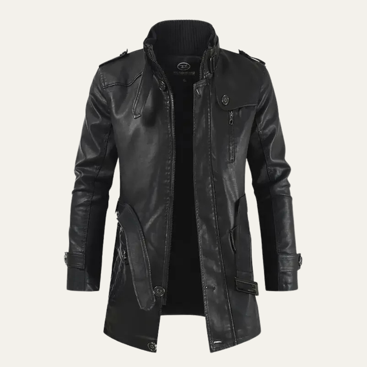Classic Warm Fleece Lined Leather Coat - OutfitLondon