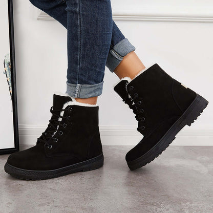 Comfort Warm Fur Flat Waterproof Snow Ankle Boots Cotton Lined Winter Booties