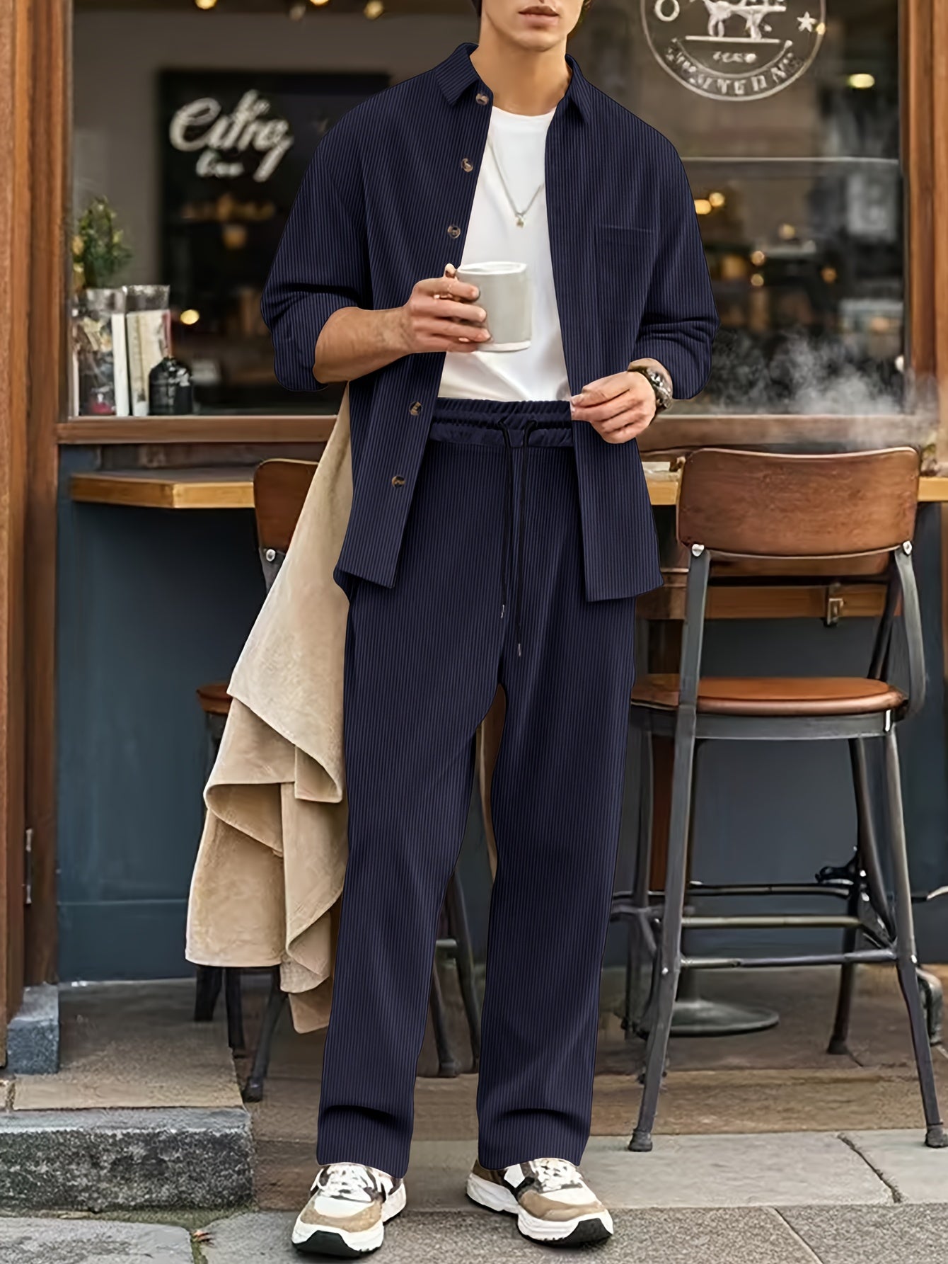 Relaxed Fit Athletic Tracksuit for Men