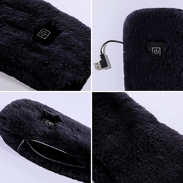 Electric USB Rechargeable Heated Faux Fur Scarf