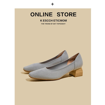 Comfortable Classy Knit Cap Toe Flats-Grey