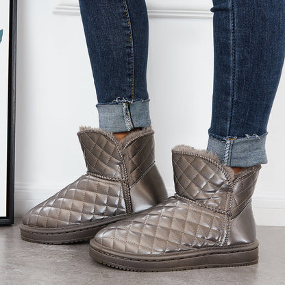 Warm Fur Lined Winter Booties Furry Waterproof Snow Ankle Boots
