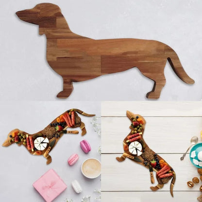 Wooden Home Funny Dachshund Dog Dinner Plate
