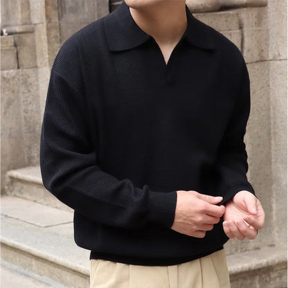 Men's Soft Relaxed Fit Polo Sweater