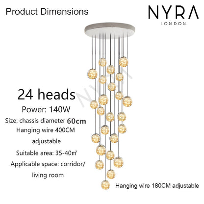 Luxury Round Crystal Stair Light Fixture