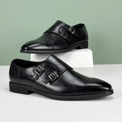 Classic Italian Leather Double Strap Dress Shoes