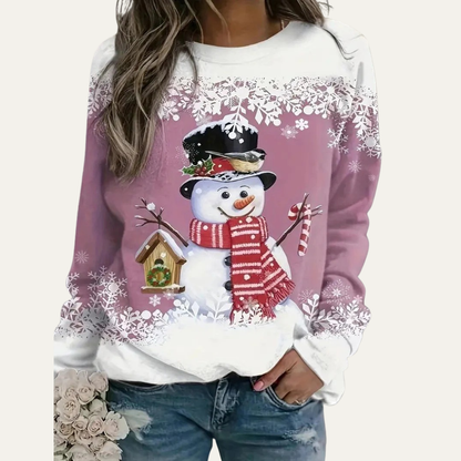 Fun Holiday Snowman Crew Neck Sweater