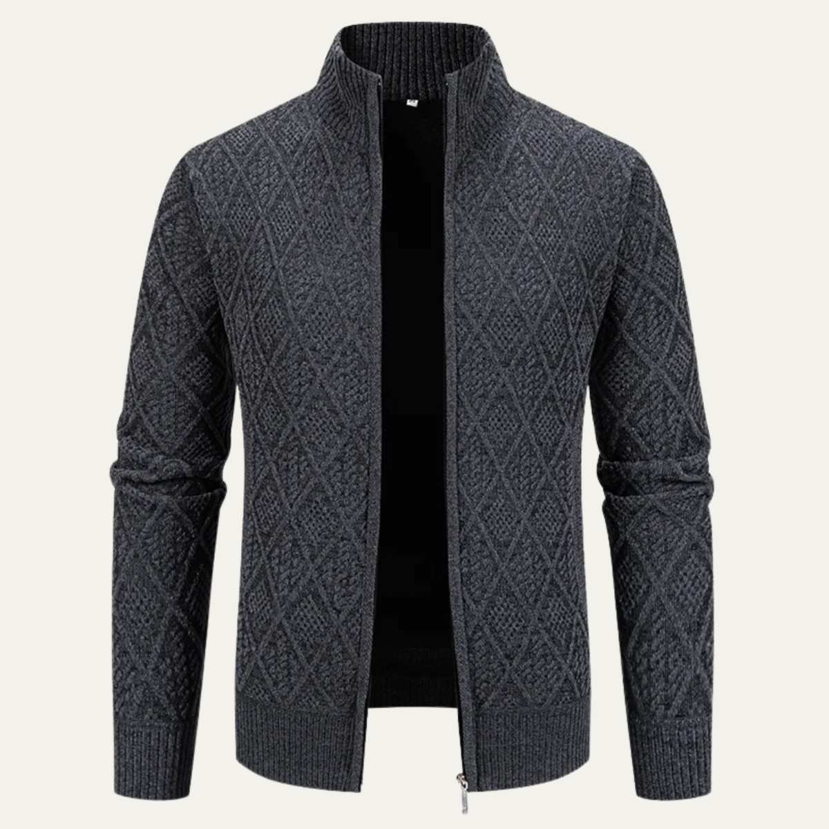 Stylish Men's Zip Up Knit Patterned Jacket