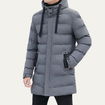 Men's Black Down Filled Long Puffer Jacket