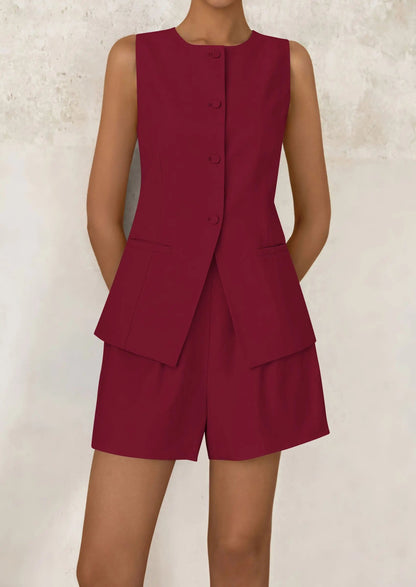 Relaxed Fit Office Two Piece Shorts Suits