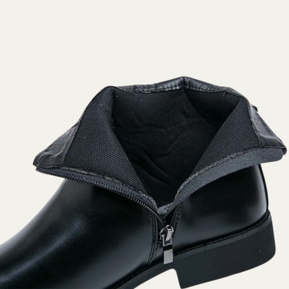 Men's Premium Leather Ankle Boots with Zipper and Grip Sole