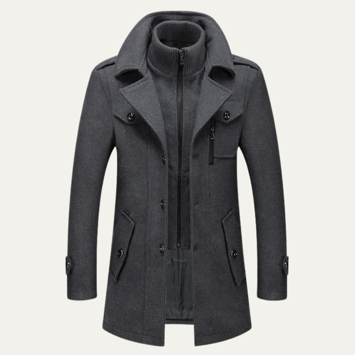 Classic Men's Warm Wool Winter Overcoat
