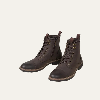 Tough Leather Lace Up Military Ankle Boots