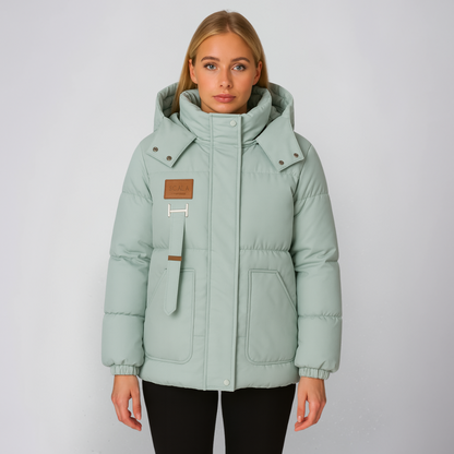 Warm Women's Parka Coat with Lace Details