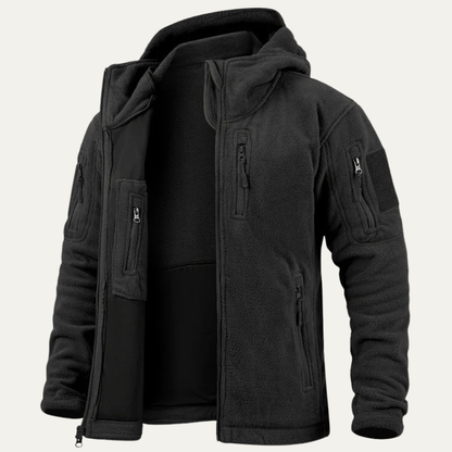 Warm Fleece Hooded Jacket for Men with Multiple Pockets