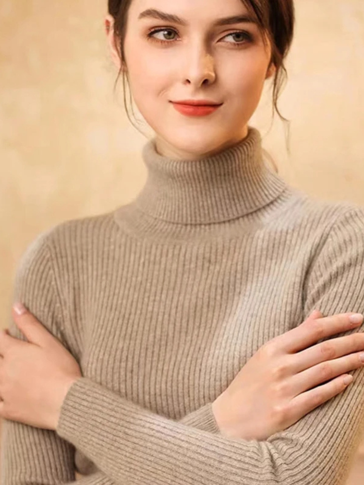 Warm Women's Cable Knit Turtleneck Jumper Sweater