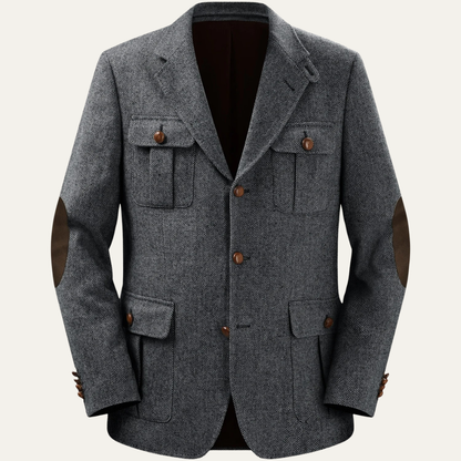 Classic Men's Tweed Wool Blazer Jacket
