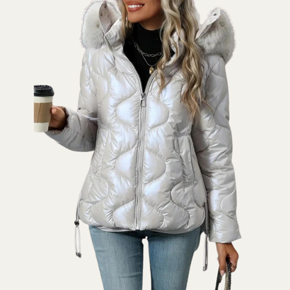 Shiny Insulated Puffer Coat for Women