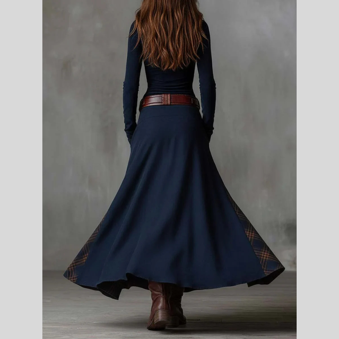 Classic Suede Plaid Maxi Dress