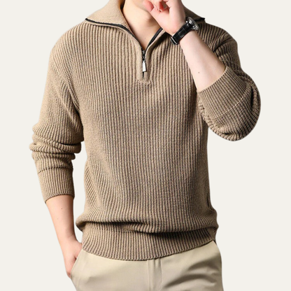 Men's Classic Crew Neck Quarter Zip Sweater
