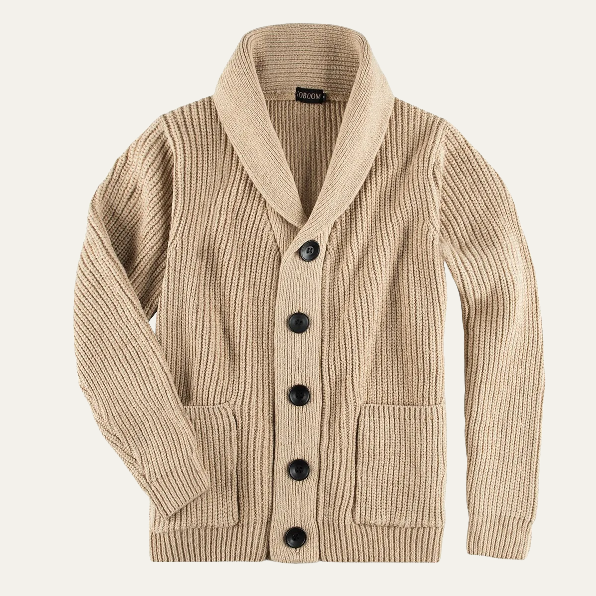 Thick Knit Crew Neck Mens Cardigan Sweater