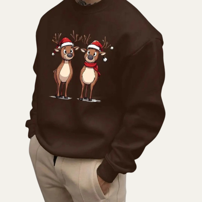 Fun Holiday Reindeer Crew Neck Sweater