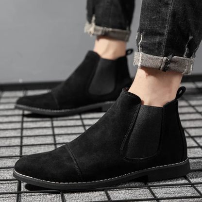 Luxury Suede Mens Chelsea Ankle Boots with Elastic Sides