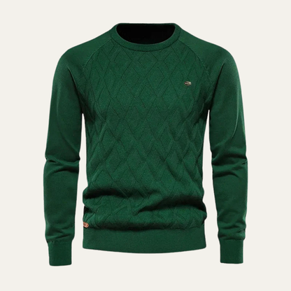 Traditional Cable Knit Men's Crew Neck Sweater