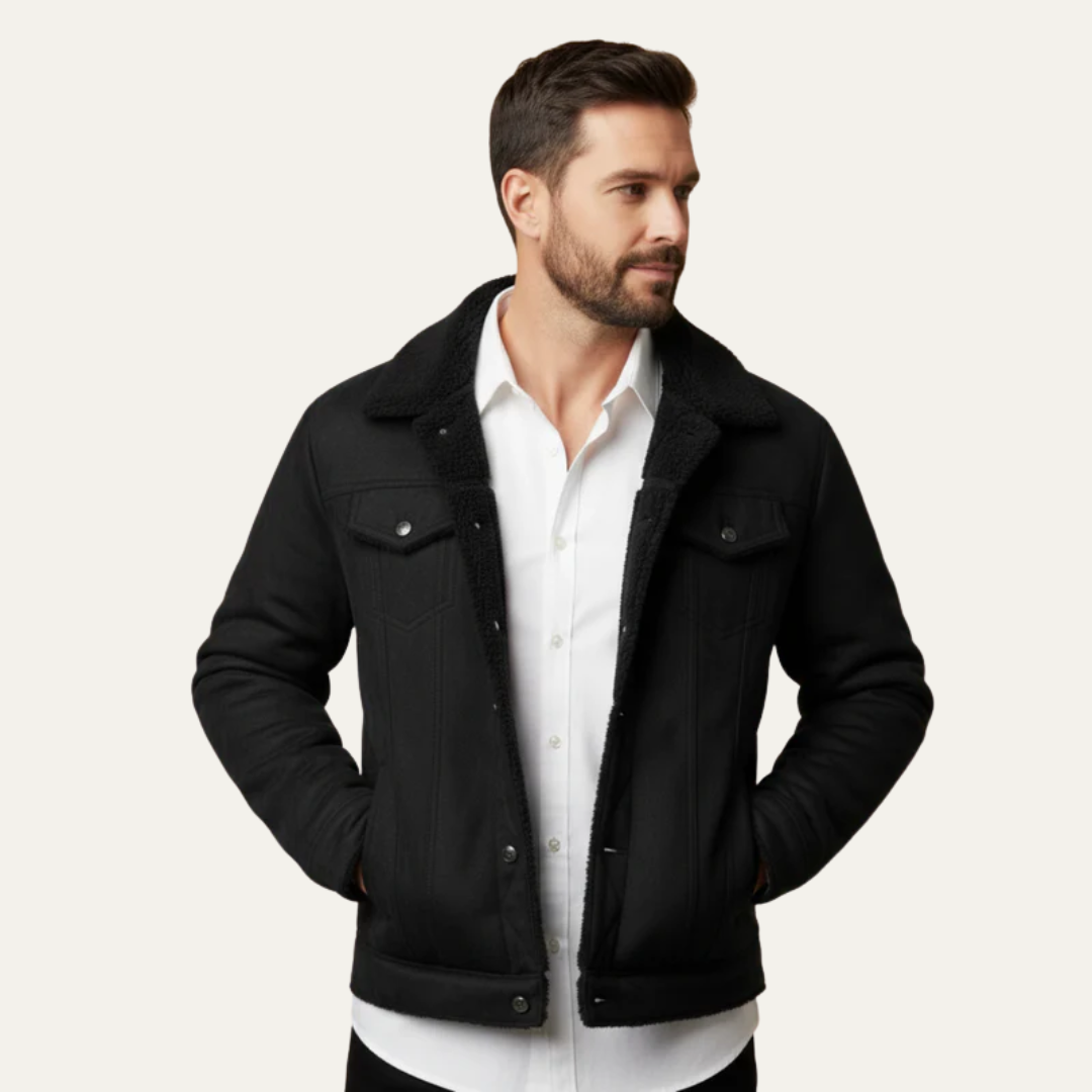 Warm Faux Leather Trucker Coat
