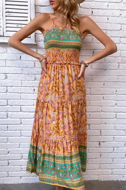 Vintage Floral Maxi Dress with Ruffles