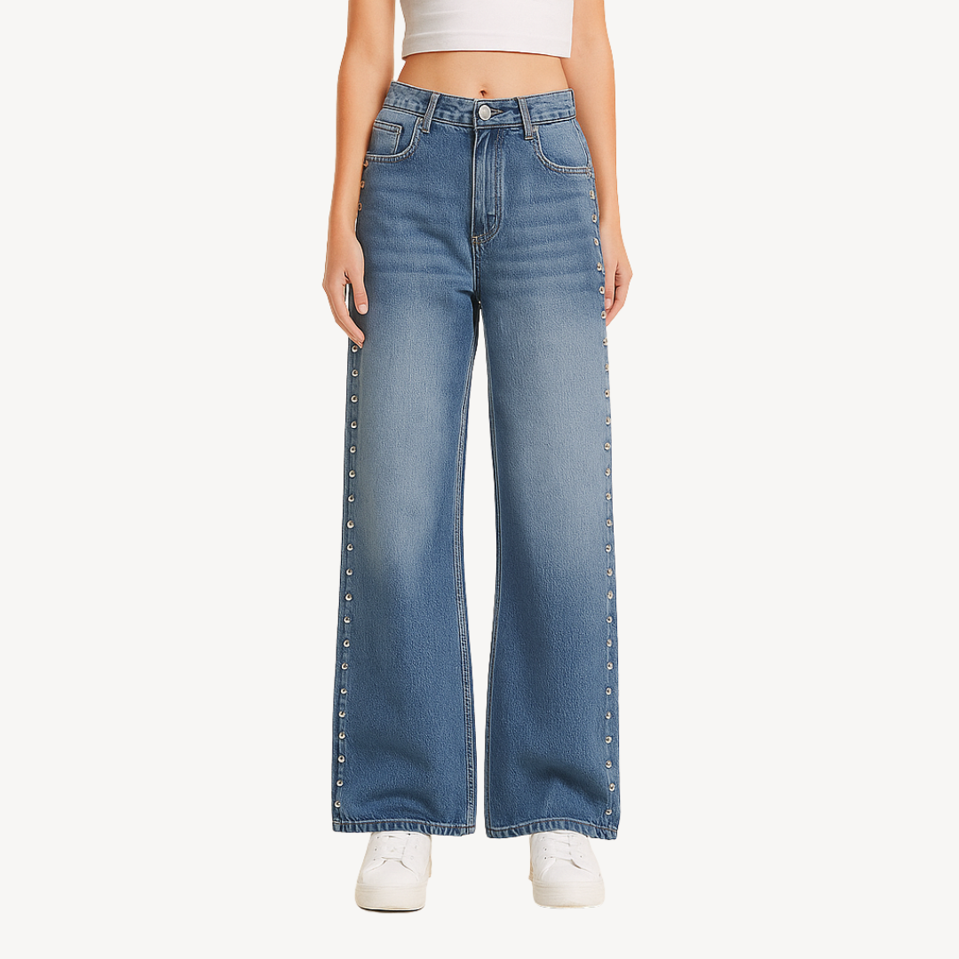Ladies' Embellished Flare Jeans - OutfitLondon