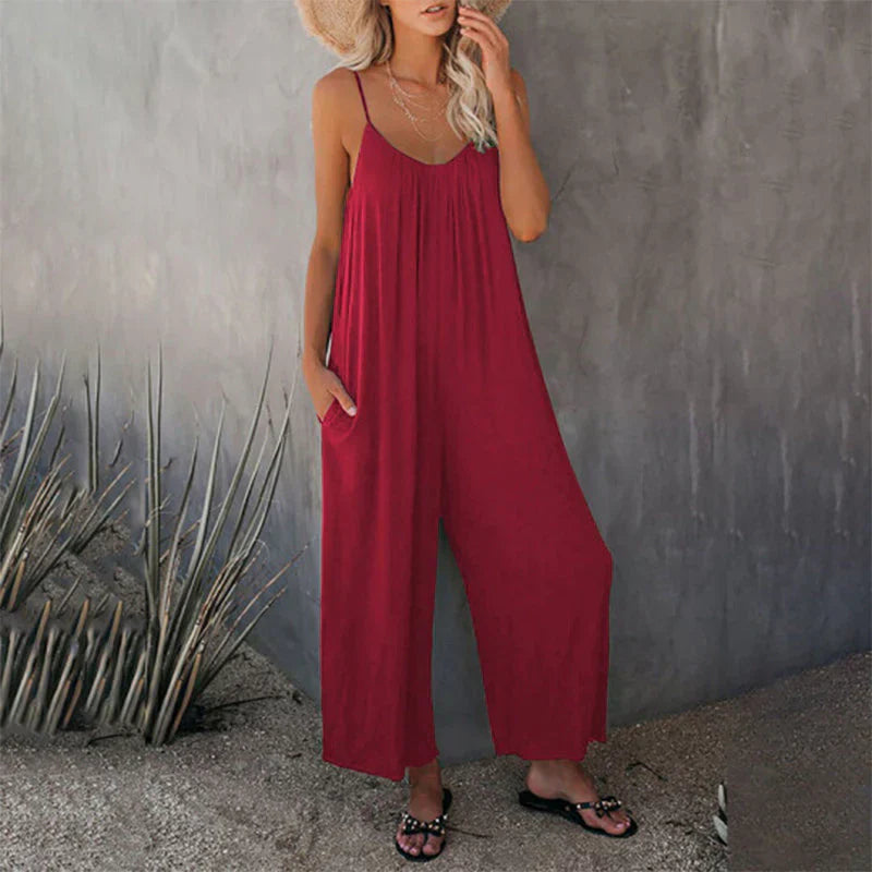 Women's Loose Fit Pocket Jumpsuit Tank Top